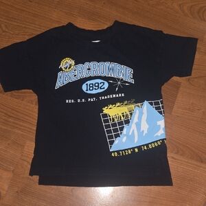 Abercrombie & Fitch Kids Black Tee with Blue and Yellow Graphic